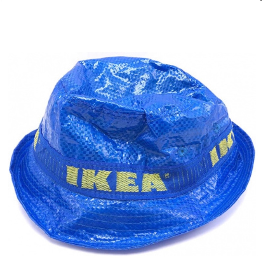 IKEA Limited Edition KNORVA­ Bucket Hat Blue logo yellow waterproof rain cap NEW - Picture 3 of 6